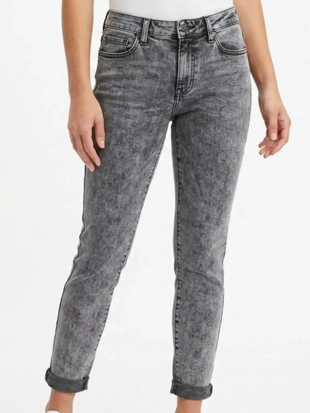 Levi's Mid-Rise Slim Cuffed Cotton Blend Gray Stretch Jeans Women Size 6